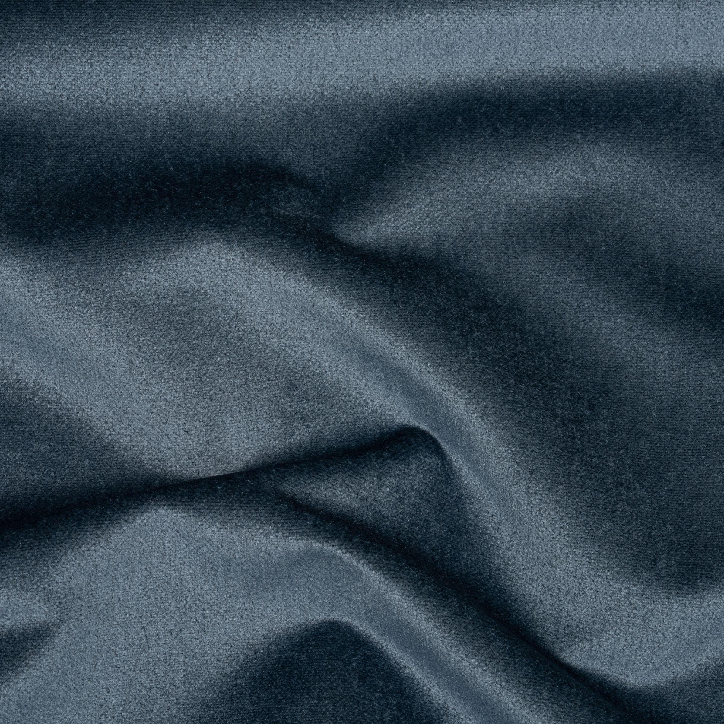 Solid velvet blue color swatch with wavy folds