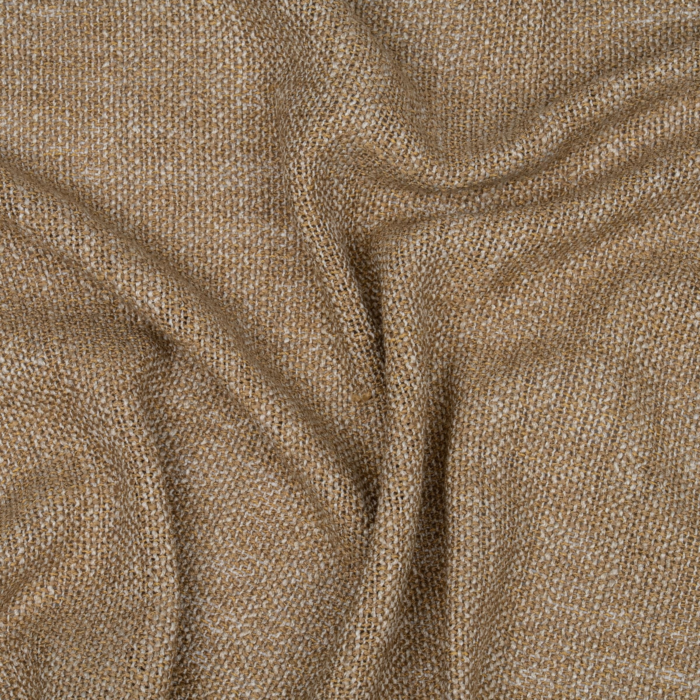Textured light brown fabric swatch with wavy folds