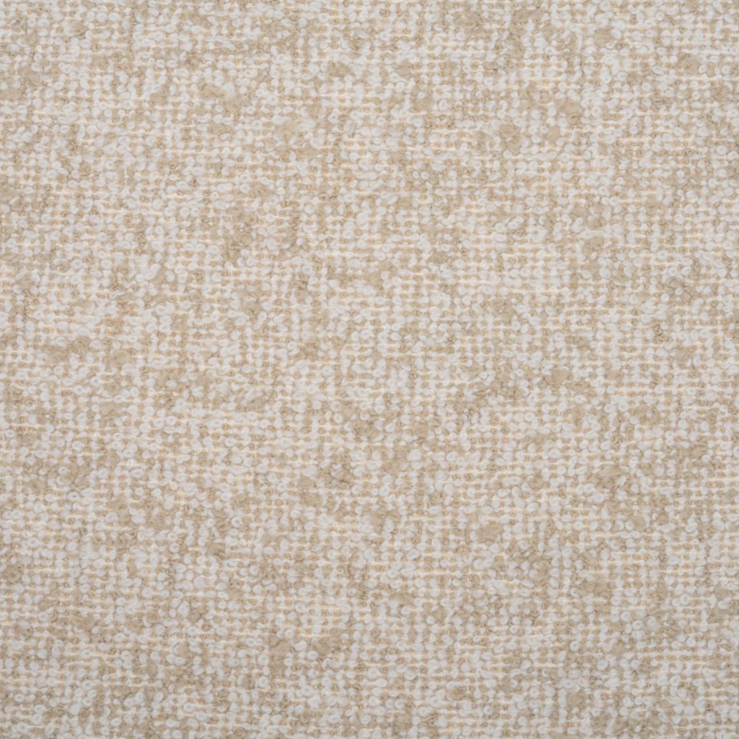 Zoomed out beige and white boucle textured fabric 