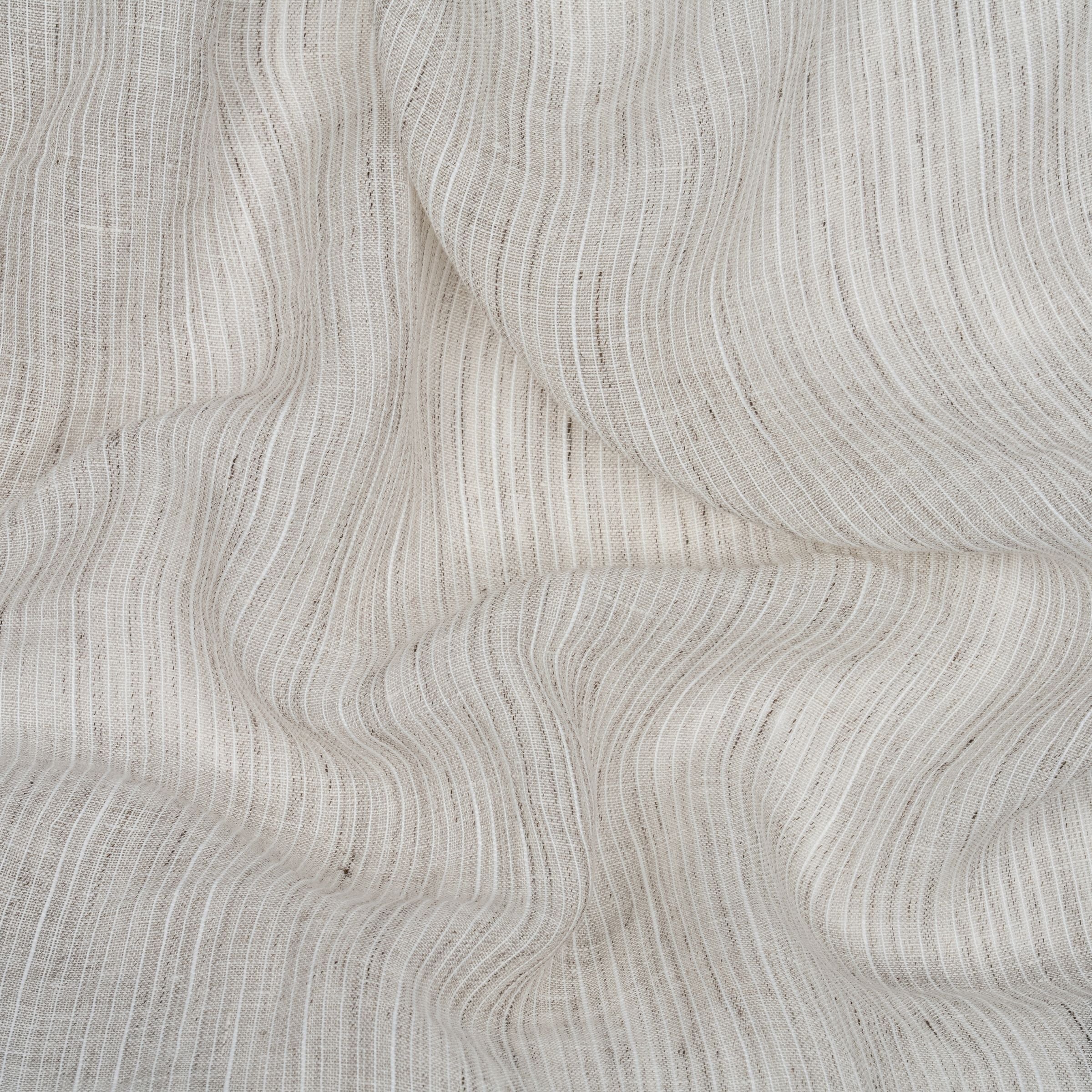 Striped stone color fabric with wavy folds