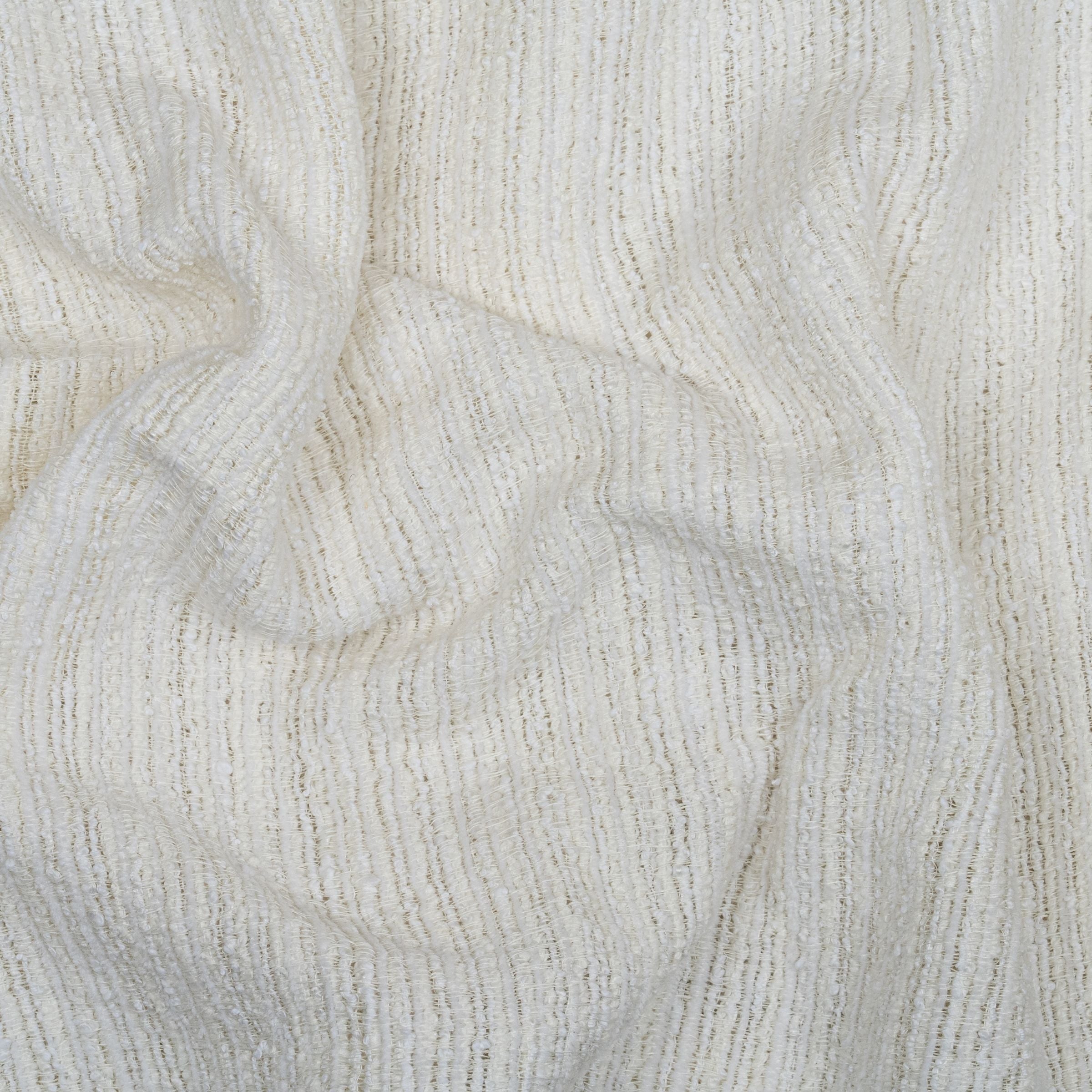 White ribbed texture fabric with wavy folds