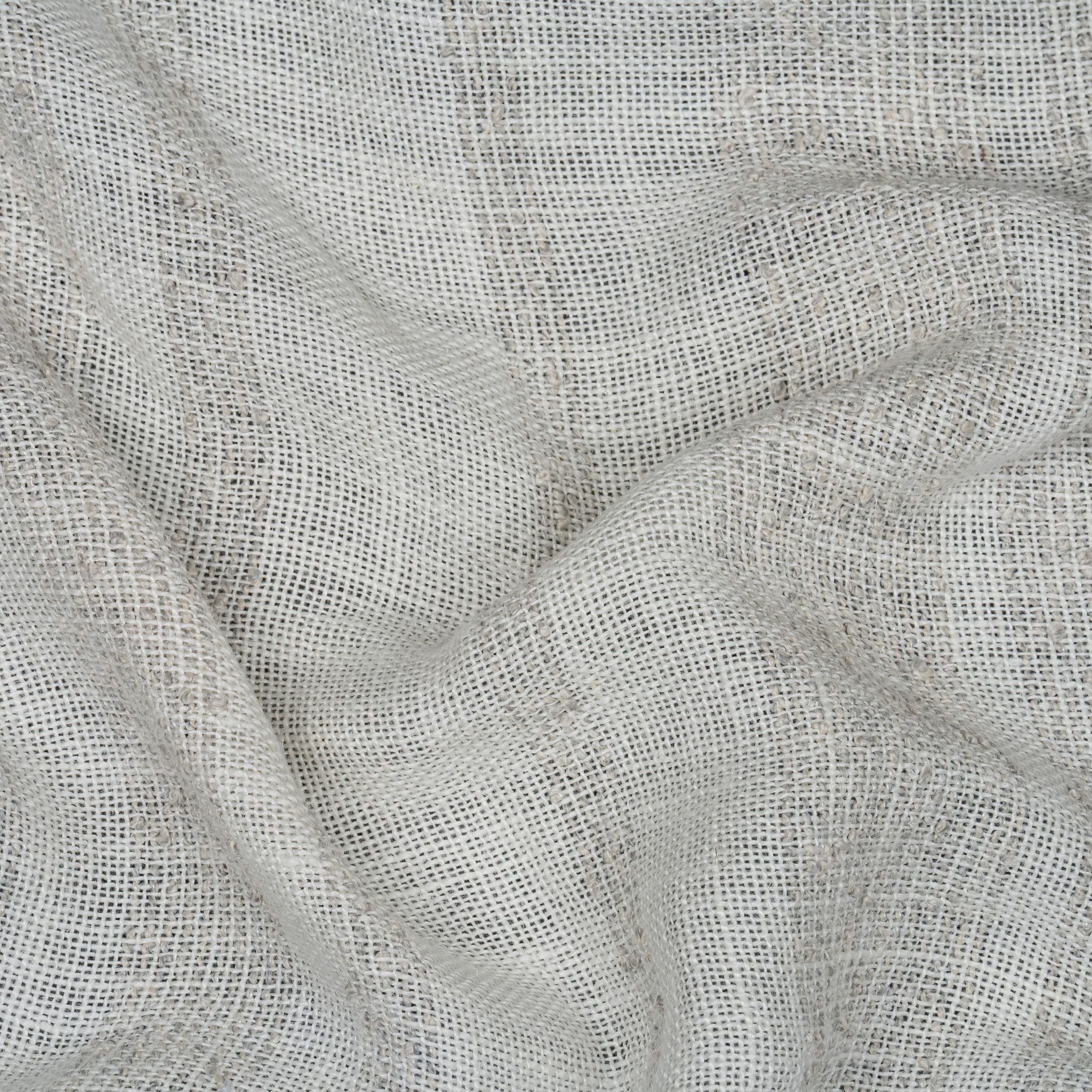 White fabric with gray stripes and wavy folds