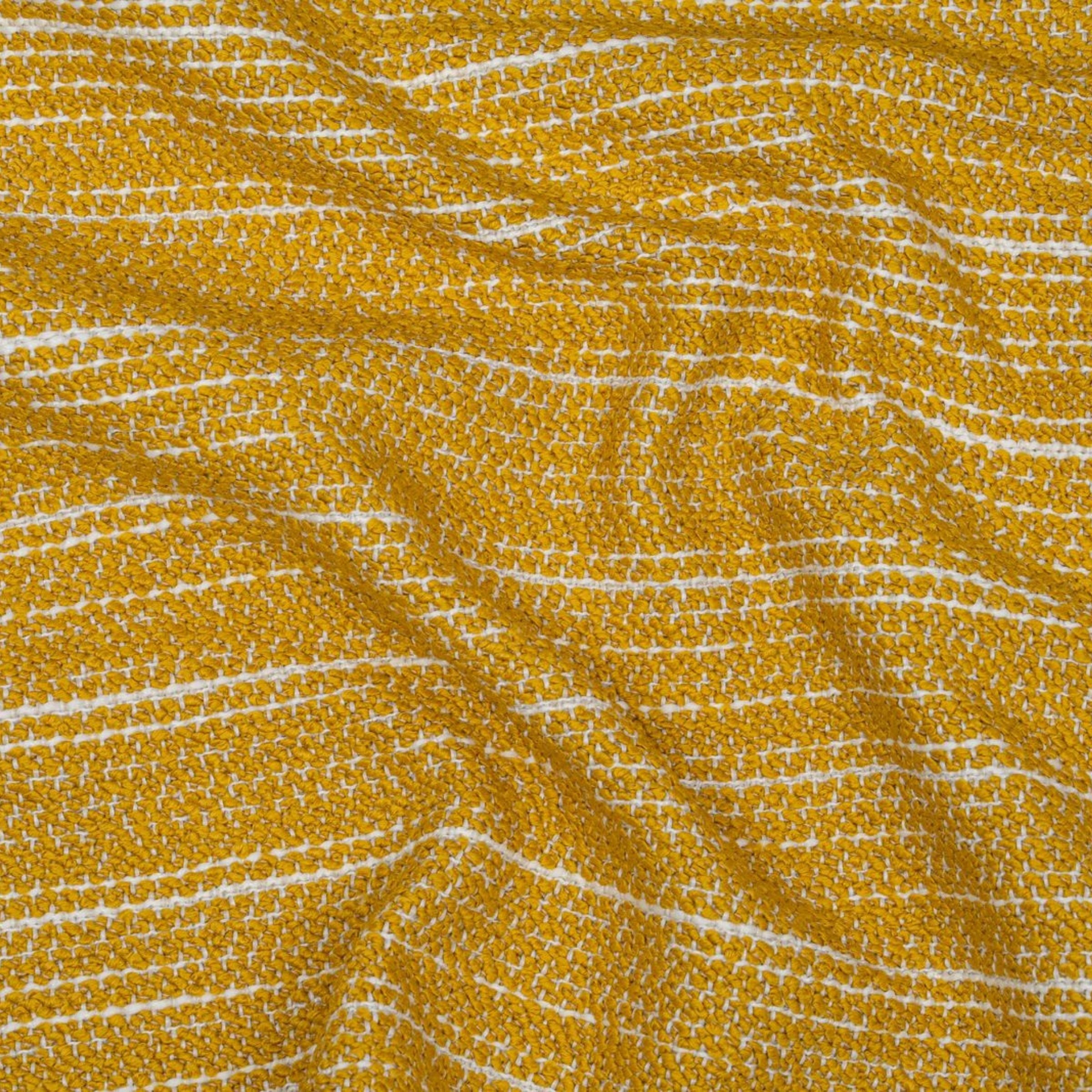 Textured yellow and white upholstery pattern with wavy folds
