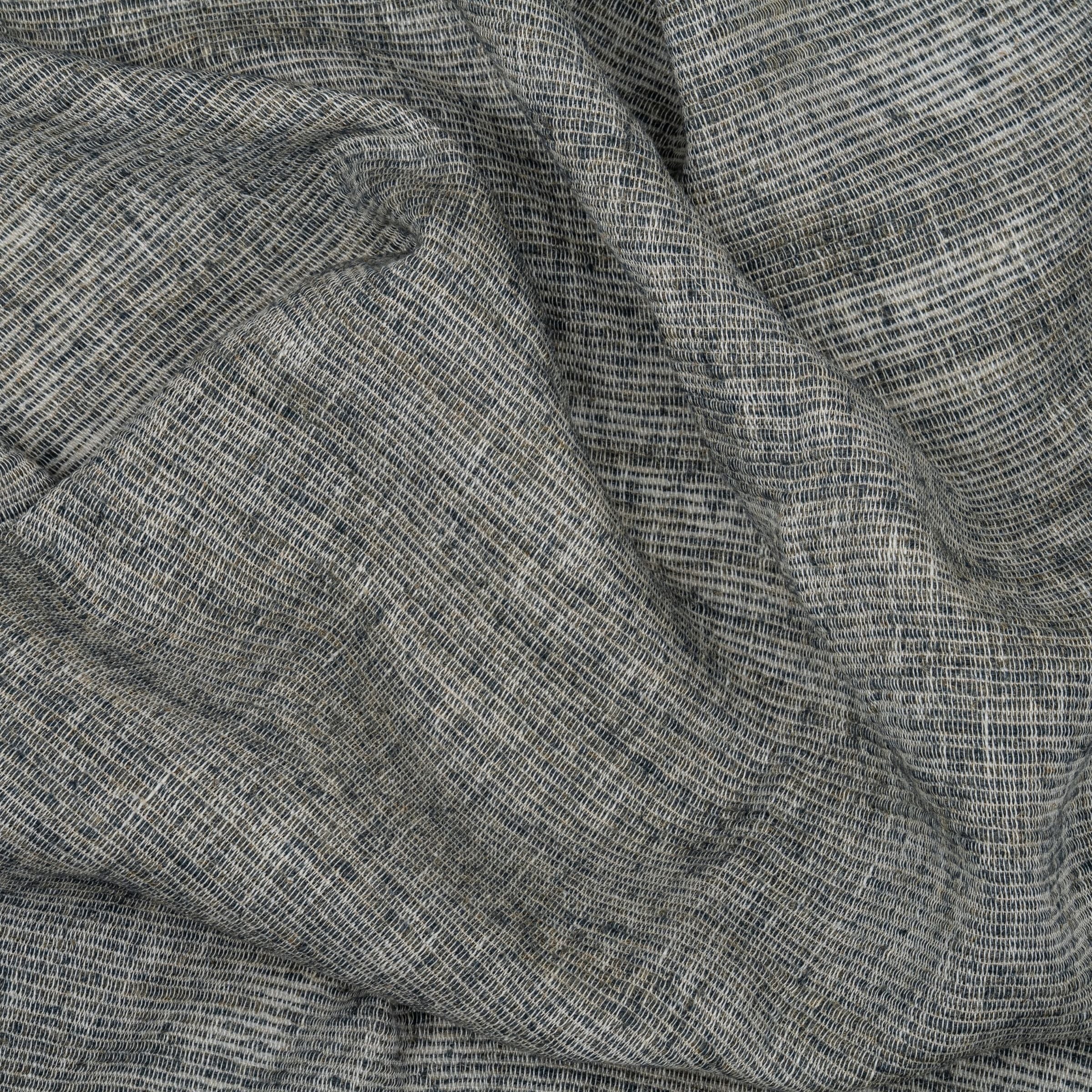 Close up of blue textured fabric with wavy folds