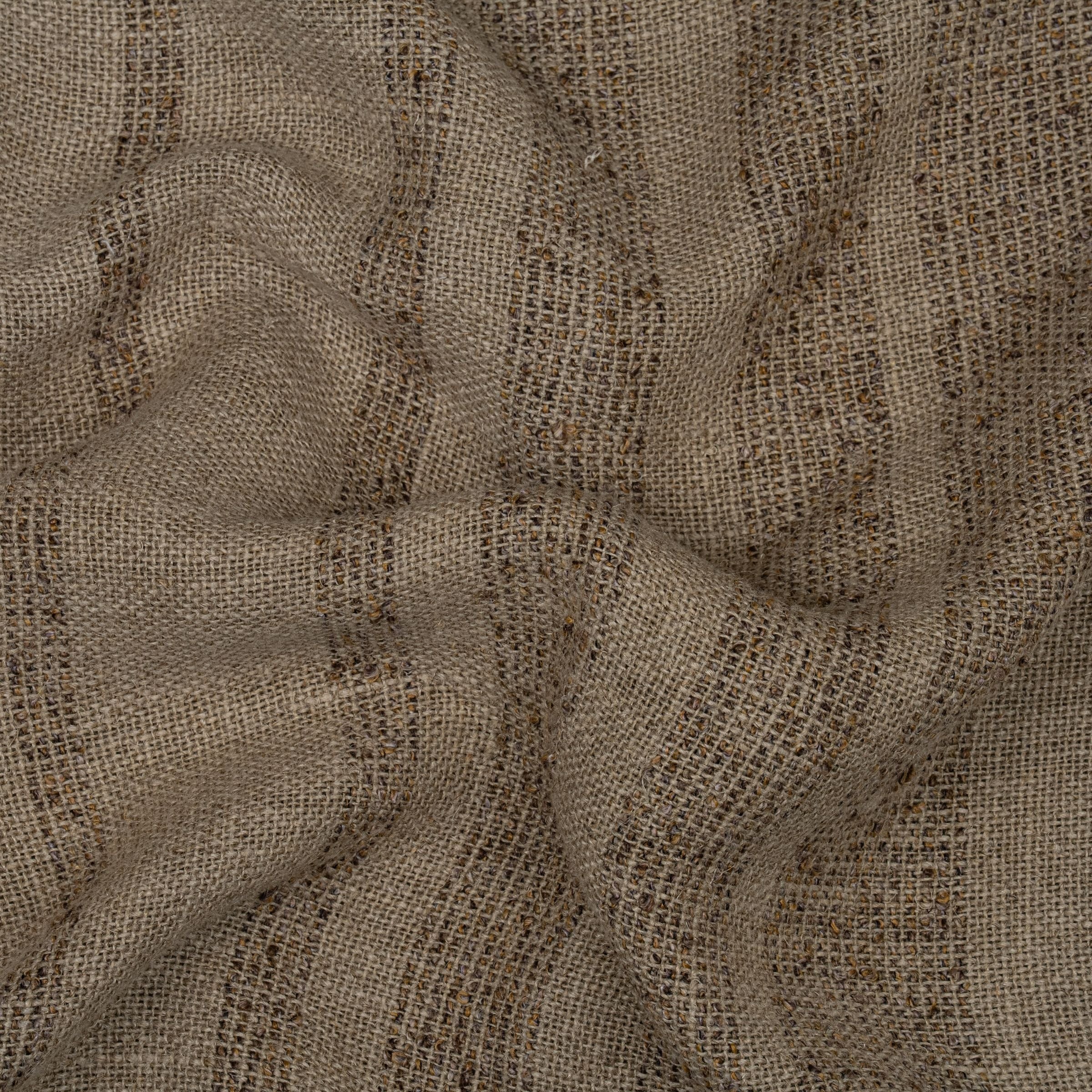 Light brown fabric with dark brown textured striped fabric and wavy folds