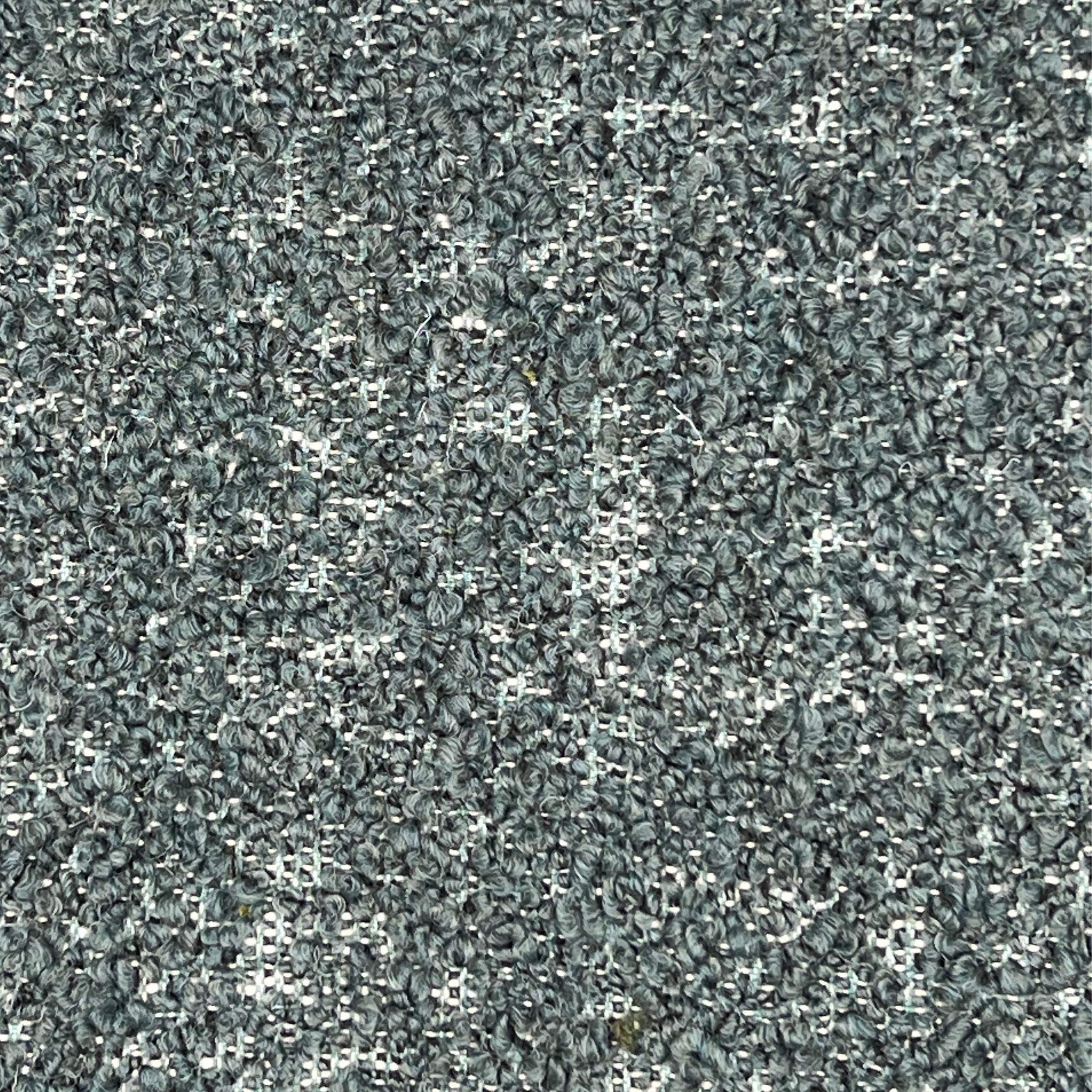 Soft textured boucle upholstery fabric, in a misty blue hue. 