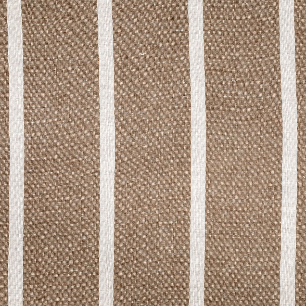 Brown fabric with wide, vertical white stripes.