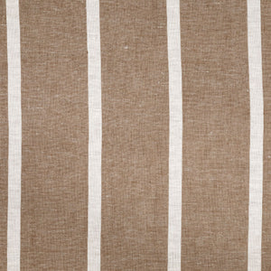 Brown fabric with wide, vertical white stripes.