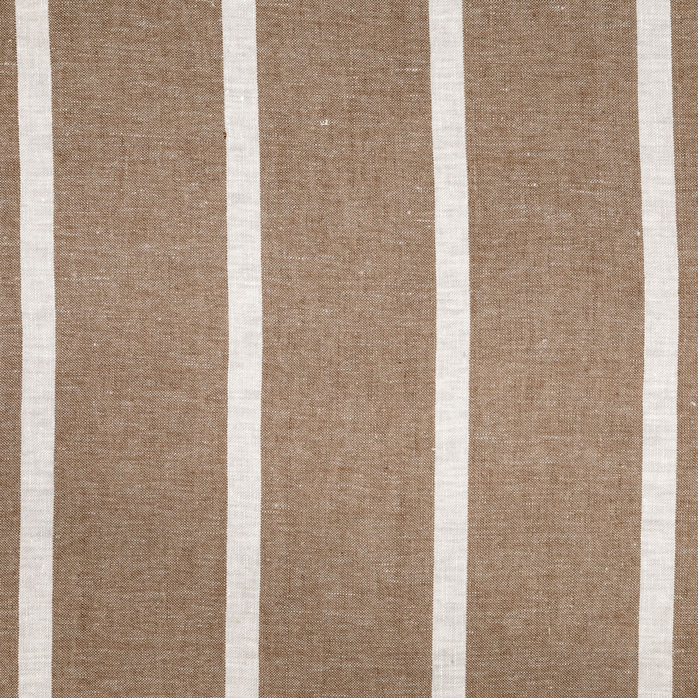 Brown fabric with wide, vertical white stripes.
