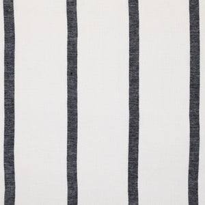 White fabric with wide, faded black vertical lines.