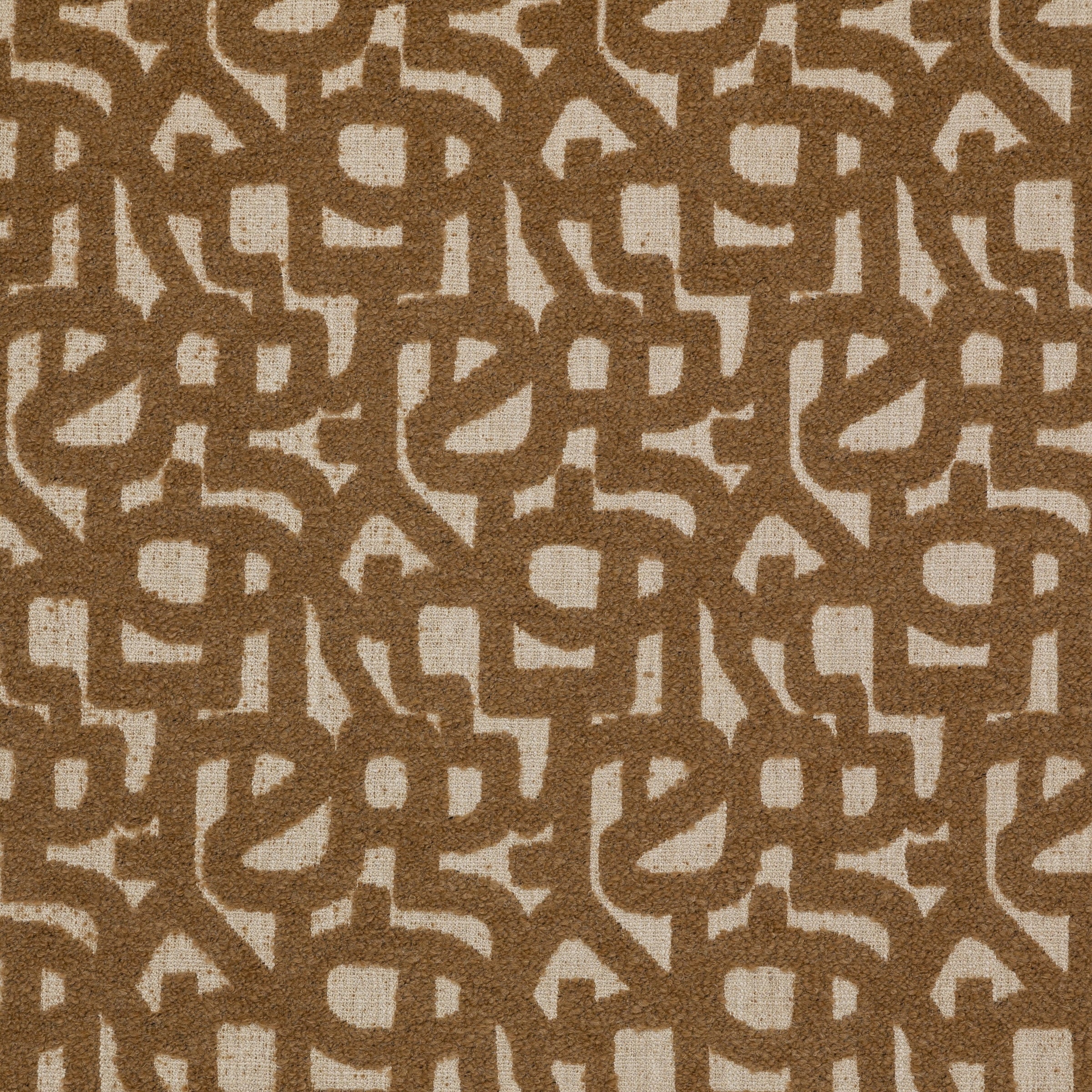 Intricate textured pattern in a distinct chestnut color with a natural beige undertones. 