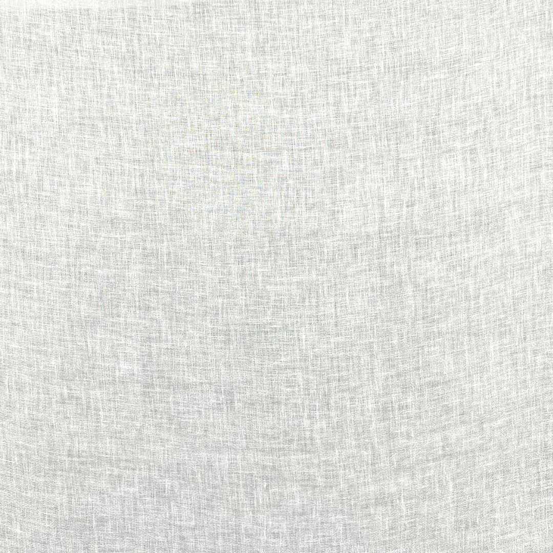 Optic white sheer fabric with subtle weave texture creating visual depth.