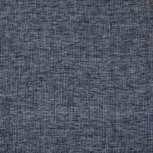 Denim blue fabric with evenly spaced white vertical stripes.