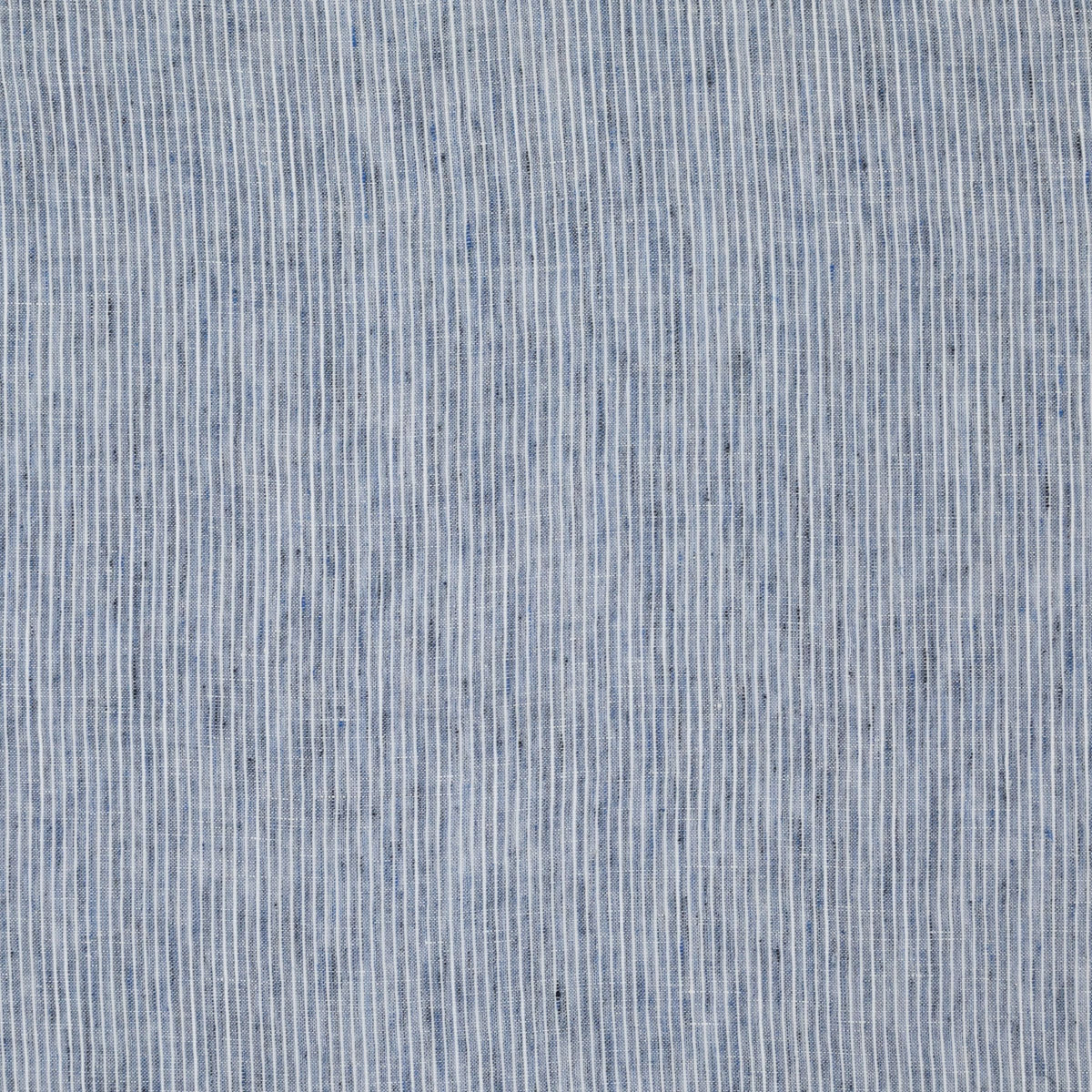 Light blue fabric with consistent thin, vertical white pinstripes throughout.