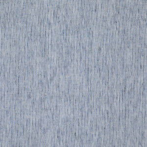 Light blue fabric with consistent thin, vertical white pinstripes throughout.