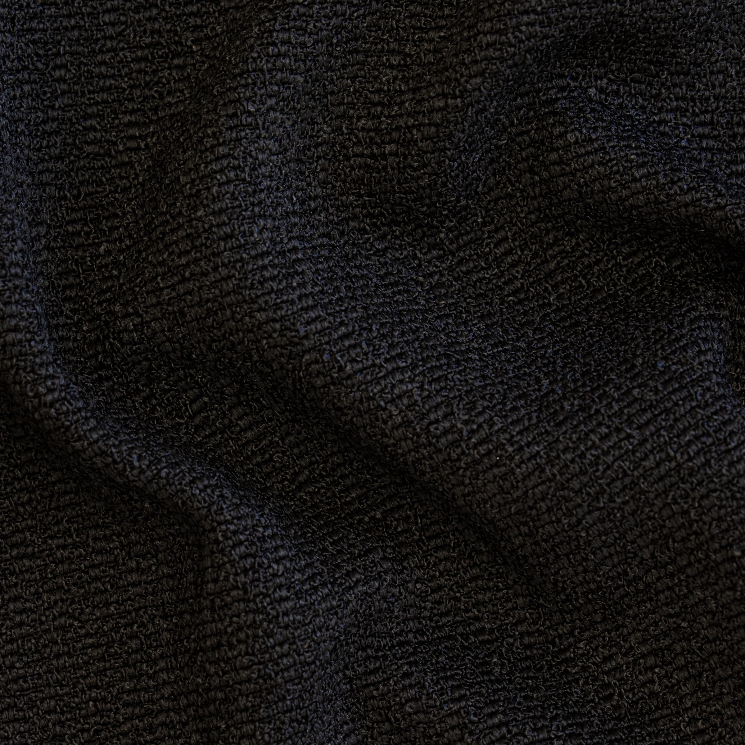 Close-up of black textured fabric with folds