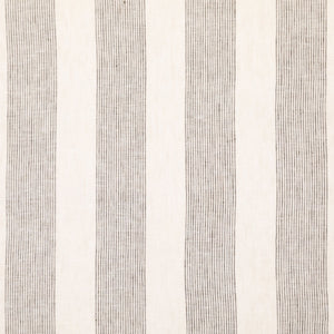 Neutral white fabric with multiple small light gray vertical stripe.