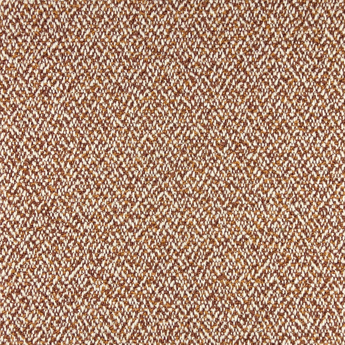 Mia is an upholstery fabric with a mottled texture with three interplaying fibers of orange, brown and white fibers, creating visual depth. 