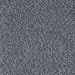 Mia is an upholstery fabric with a mottled texture with three interplaying fibers of light blue, dark blue and white fibers, creating visual depth. 