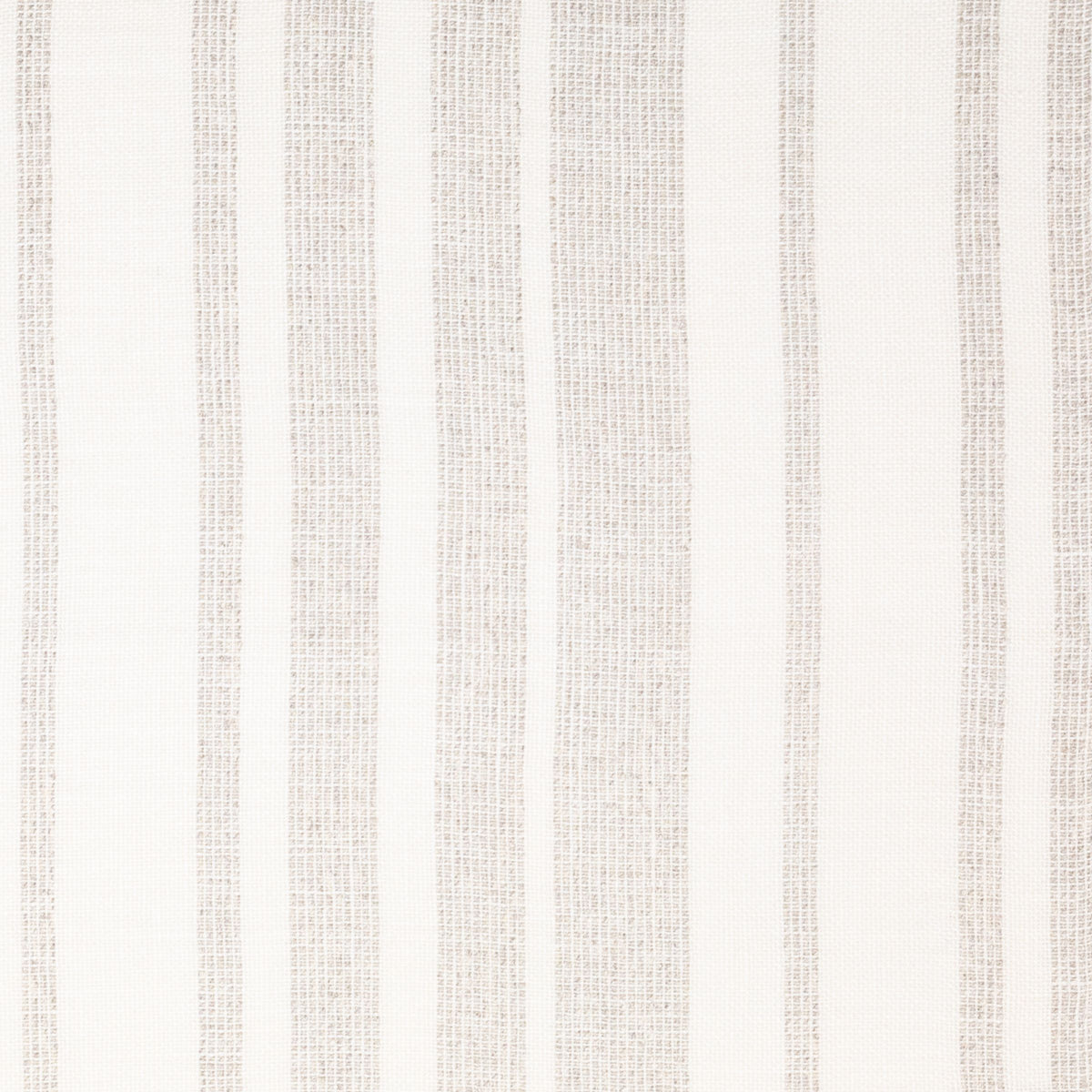 Off-white fabric with apattern of wide and narrow, light gray vertical stripes.