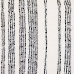 Linen white fabric with black wide and think lines running vertical. 