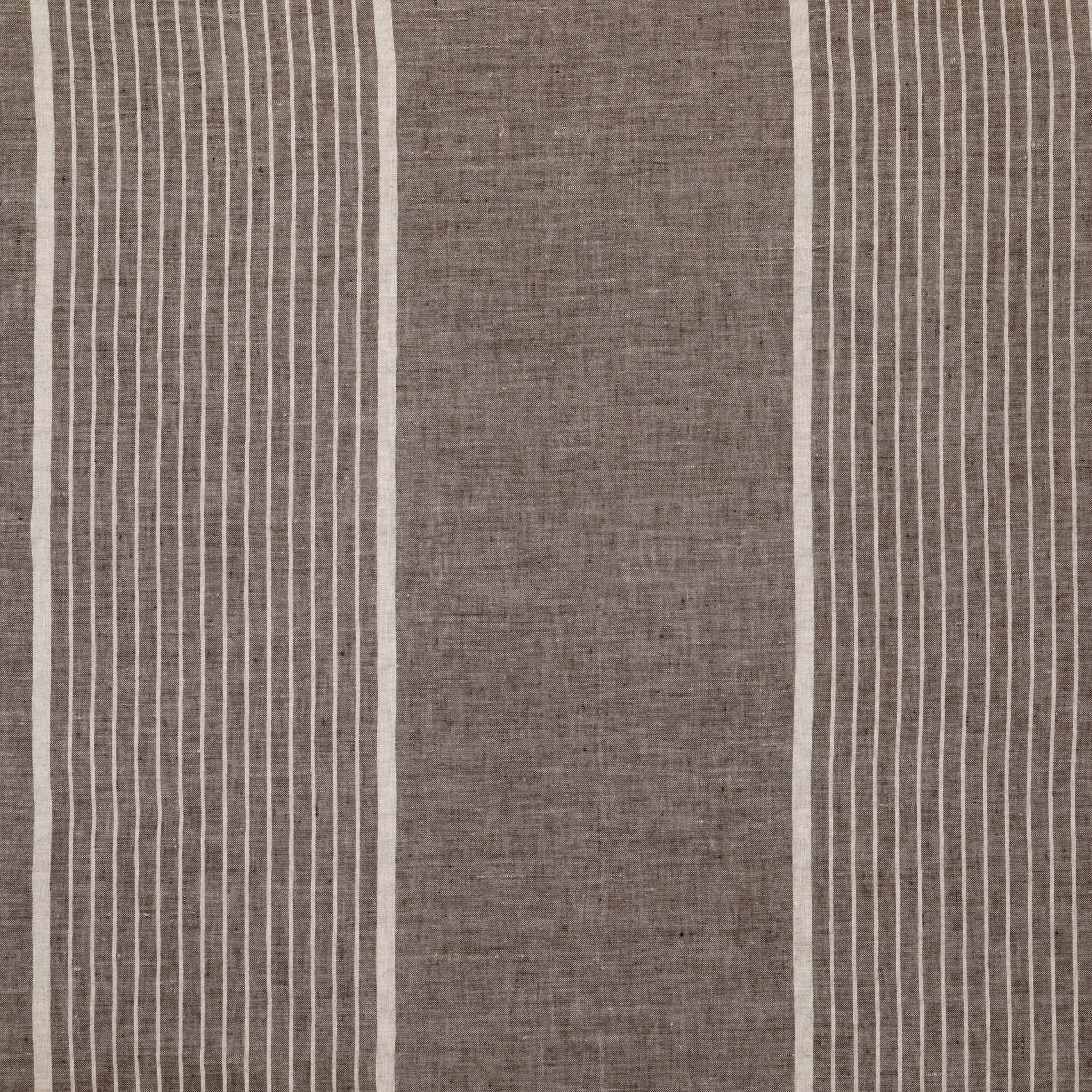 Gray fabric with contrasting wide and thin white stripes.