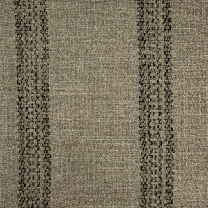 Beige fabric with a relatively loose weave and distinct, thick vertical stripes of a dark brown.