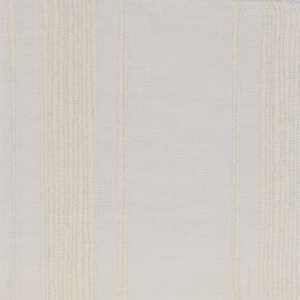 Off-white fabric with vertical stripes of light beige created by variations in the weave, giving the beige stripes a slightly textured appearance.