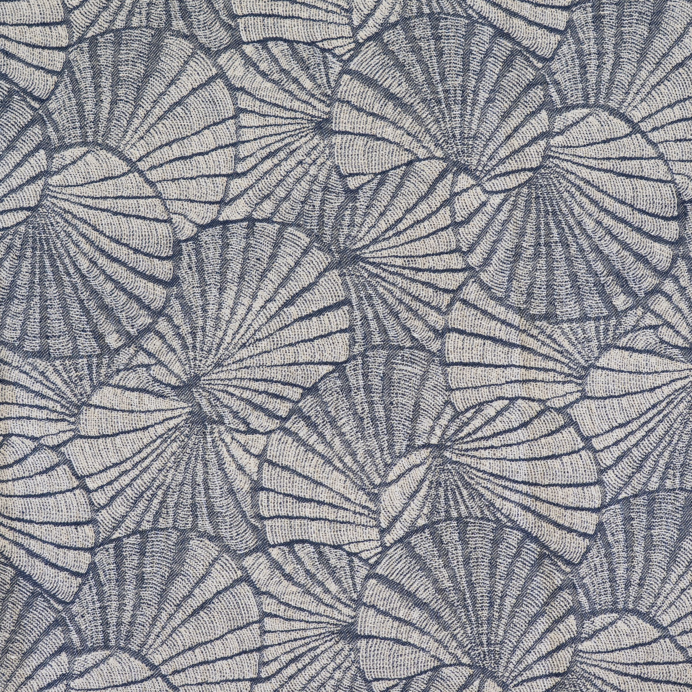 Patterned fabric with shell design in blue and gray